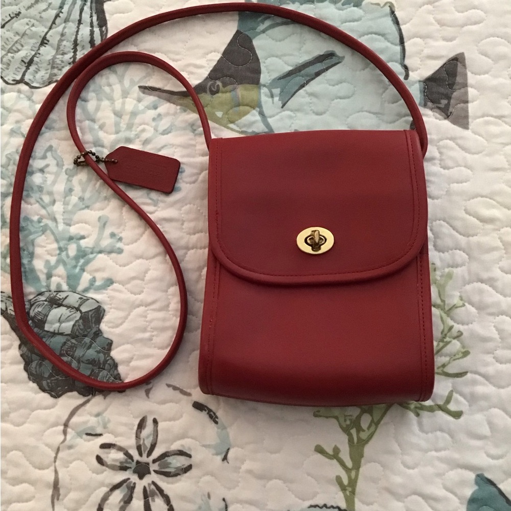 Coach Vintage Red Leather small crossbody shoulder bag